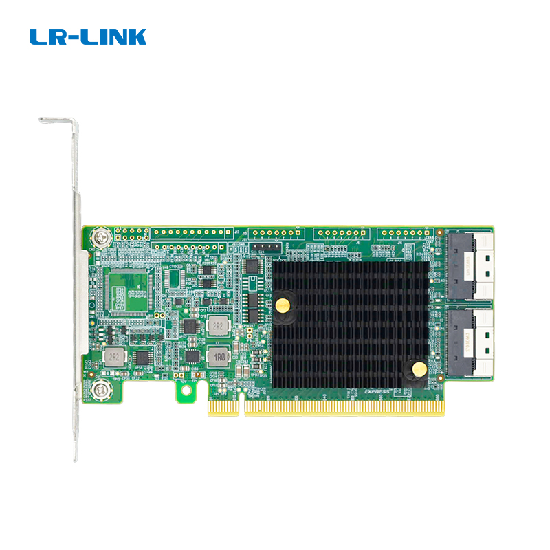PCIe 4.0x16转2口SFF-8654 Retimer NVMe扩展卡(型号：LRNV9F24)