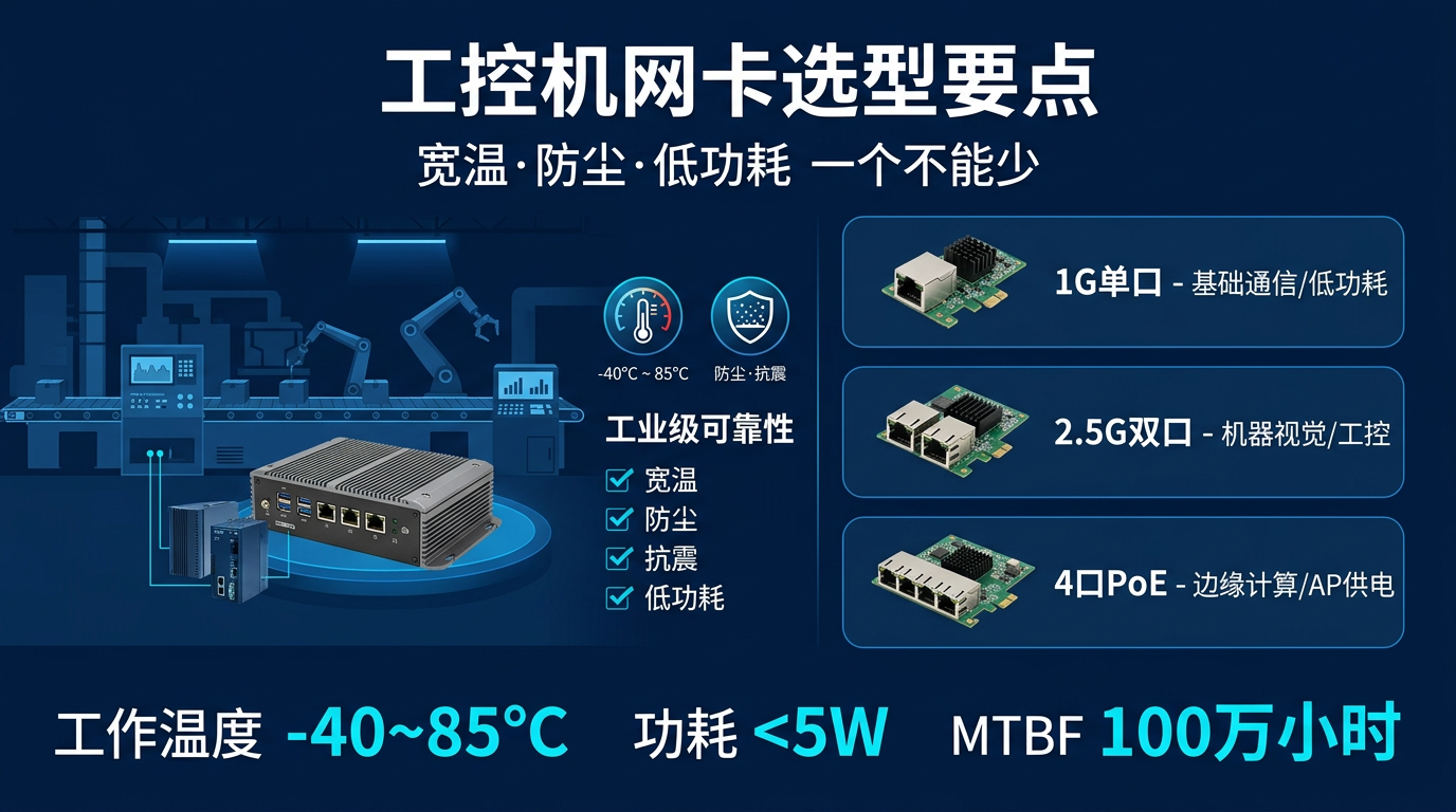 工控机网卡选型要点 宽温防尘低功耗一个不能少
